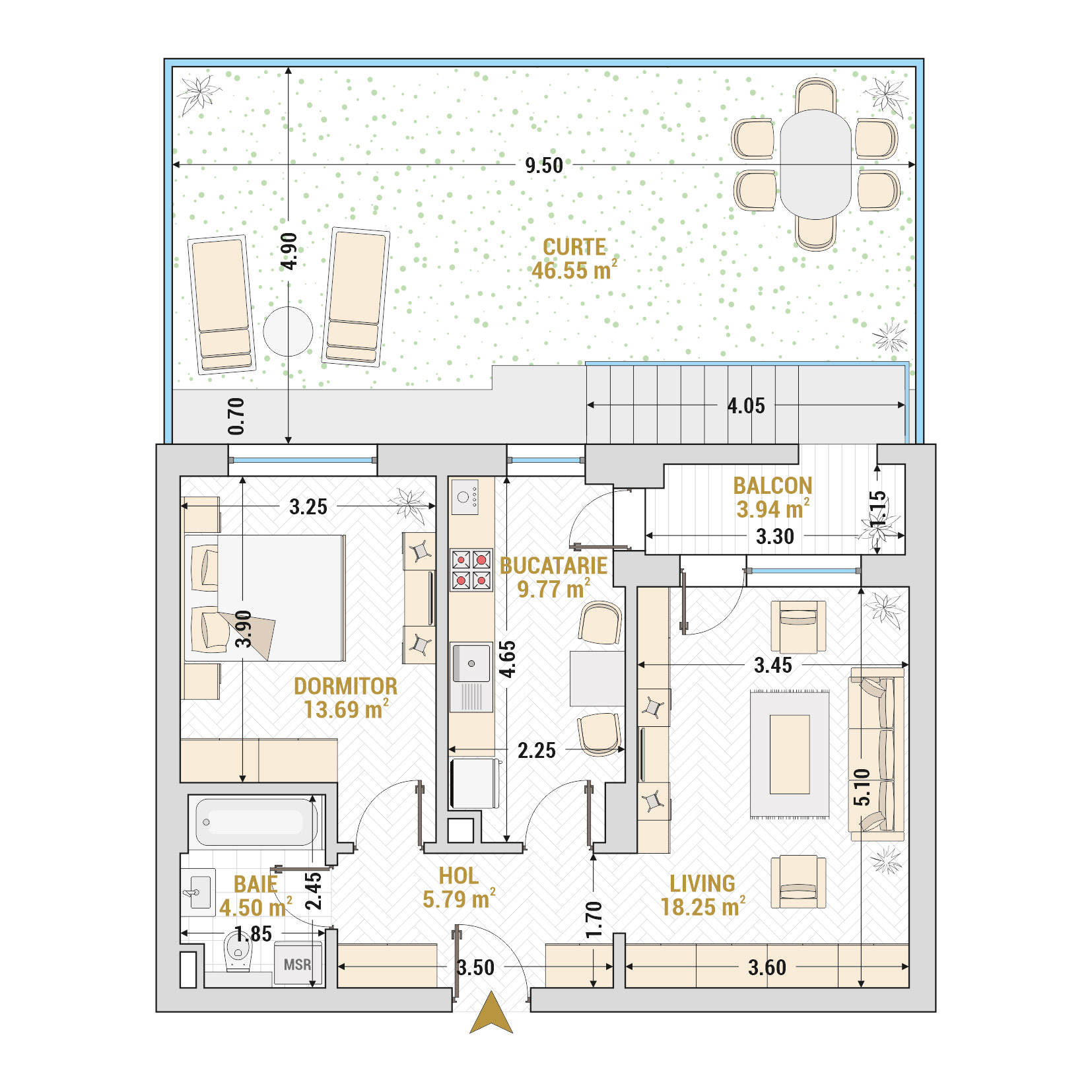 Apartament 2 Camere Tip 3 Corp 9 - Drumul Taberei Residence - Apartamente de vanzare Bucuresti - Suprafata utila totala - 55.94 mp