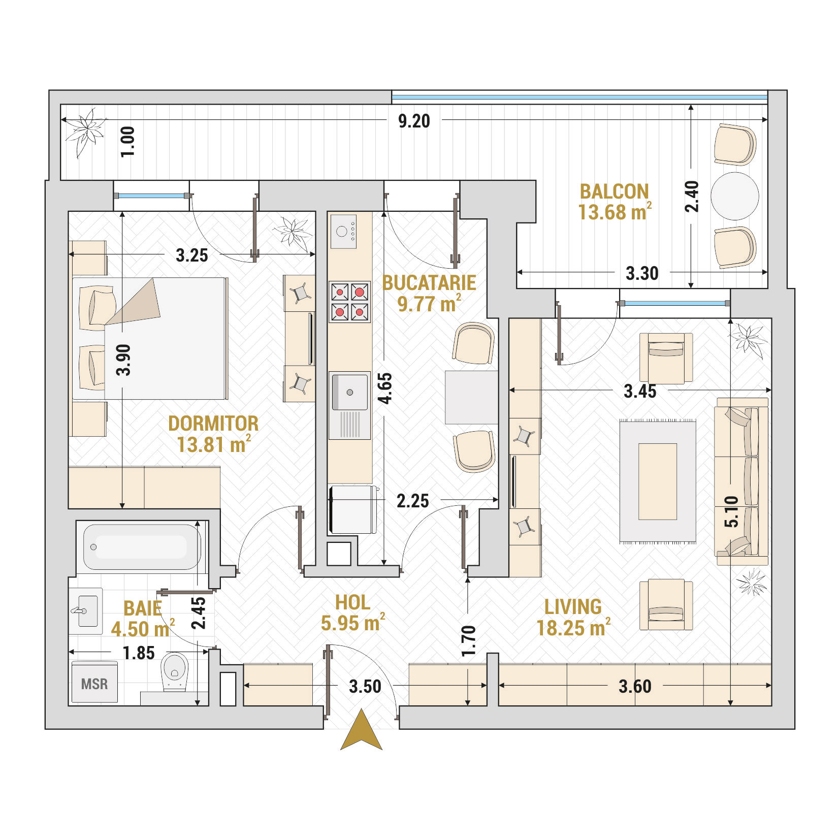Apartament 2 Camere Tip 9 Corp 9 - Drumul Taberei Residence - Apartamente de vanzare Bucuresti - Suprafata utila totala - 65.96 mp