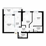 3 Room Apartment Type 6 - B1E1 - Drumul Taberei Residence - Apartments for Sale in Bucharest - Total Usable Area - 79.50 sqm